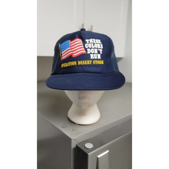 Vtg Patriotic These Colors Don't Run Operation Desert Storm Trucker Hat - Picture 2 of 10